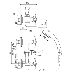  Mitigeur salle de bain RAV SLEZÁK Morava avec garniture de douche 150 mm chrome MK154.5/1