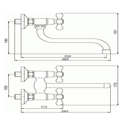  Mélangeur lavabo Novaservis Titania Retro II avec bras pivotant 100 mm chrome 99174/T.0