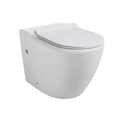 WC à poser sans bride en céramique avec abattant SoftClose + réservoir de chasse, alimentation latérale, blanc (CEPX030RREXVP)