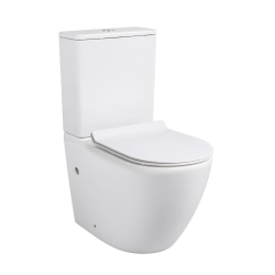 WC à poser sans bride en céramique + abattant SoftClose + réservoir de chasse, alimentation par le bas, blanc (CEPX030RREXVPBI)