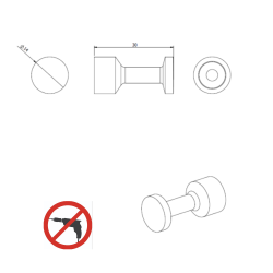  Crochet de salle de bain, sans vis, noir (SATDPROJ21MC)