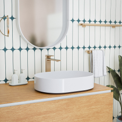  Vasque à poser ovale 50 x 36,5 x 12 cm sans trop-plein blanc brillant PixL (CEPX5037)