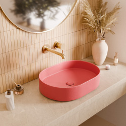Vasque à poser ovale 50 x 36,5 x 12 cm sans trop-plein rose mat PixL (CEPX5037PM)