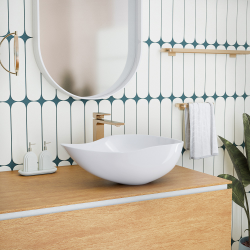  Vasque à poser design asymétrique 50,5 x 38 x 19 cm sans trop-plein blanc brillant PixL (CEPX5038)