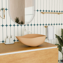  Vasque à poser design asymétrique 50,5 x 38 x 19 cm sans trop-plein moka mat PixL (CEPX5038MOM)