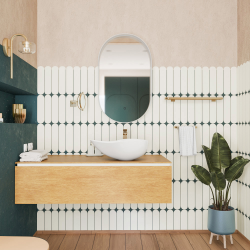  Vasque à poser design asymétrique 50,5 x 38 x 19 cm sans trop-plein blanc mat PixL (CEPX5038WM)