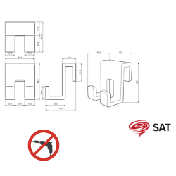  Double crochet suspendu en acrylique pour écran de douche, blanc (SATWIHACEKPLASTB)
