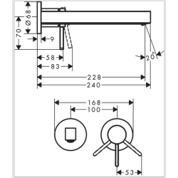  Finoris mitigeur de lavabo encastré mural chromé, bec 28 mm, chrome (76050000)