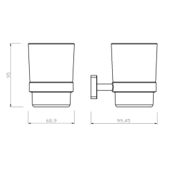  Ferro Greta Porte-brosse à dents  en verre, fixation sans vis,  noir mat (AGR03BL)