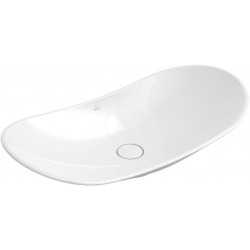 Vasque à poser Ovale, 810 mm x 410 mm, avec Ceramicplus, blanc