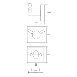 Crochet double de salle de bain en laiton, fixation sans vis, chrome (132106032)