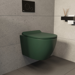 Ceramia PixL WC suspendu en céramique Tornado Quiet Flush, fixations invisibles + abattant Soft-Close, Vert mat (CEPX010RTORPGEM)