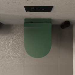  PixL WC suspendu en céramique Tornado Quiet Flush, fixations invisibles + abattant Soft-Close, Vert mat (CEPX010RTORPGEM)