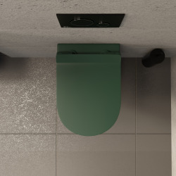 PixL WC suspendu en céramique sans bride Tornado Quiet et fixations invisibles + abattant frein de chute, vert (CEPX010RTORPGEM)