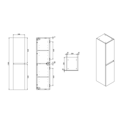B-Way 30x133x35 cm meuble de salle de bain haut à suspendre, chêne mat (BWAY35OAK)