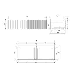  Evolution 118x30x44,8 cm meuble sous vasque suspendu, noyer Aida mat (SATEVO120NA)