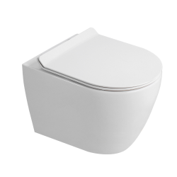 Duofix Pack WC bâti-support 112 cm + WC suspendu sans bride Ceramia avec abattant SoftClose + plaque blanche (GEBCEPXWT01-FR)