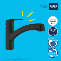 START mitigeur monocommande évier avec douchette extractible, noir mat (303072431)
