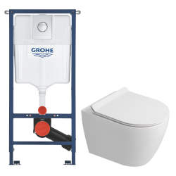 Solido pack WC kit bâti-support 4 en 1 + WC suspendu sans bride Ceramia avec abattant SoftClose + plaque (GRRCEPXWT14-FR)