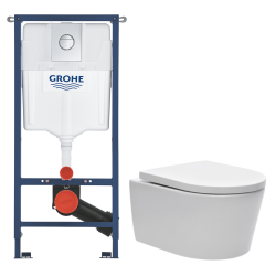 Solido pack WC kit bâti-support 4 en 1 + WC suspendu sans bride Ceramia avec abattant SoftClose + plaque (GRRCEPXWT14-FR)