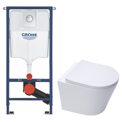 Solido pack WC kit bâti-support 4 en 1 + WC suspendu sans bride Ceramia avec abattant SoftClose + plaque (GRRCEPXWT14-FR)