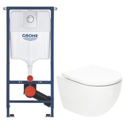 Solido pack WC kit bâti-support 4 en 1 + WC suspendu sans bride Ceramia avec abattant SoftClose + plaque (GRRCEPXWT14-FR)