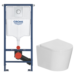 Solido pack WC kit bâti-support 4 en 1 + WC suspendu sans bride Ceramia avec abattant SoftClose + plaque (GRRCEPXWT14-FR)