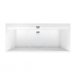Squaro Edge 12 180x80 cm Baignoire rectangulaire 240 L en marbre coulé, sans pieds, blanc (UBQ180SQE2DV-01)