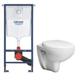 Solido pack WC kit bâti-support 4 en 1 + WC suspendu sans bride Ceramia avec abattant SoftClose + plaque (GRRCEPXWT14-FR)