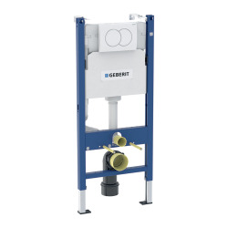 Duofix Pack WC bâti 112 cm + WC suspendu sans bride avec abattant SoftClose Swiss Aqua Technologies + plaque (GEBSTBRWR01MAN-FR)