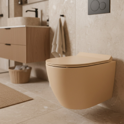 Ceramia PixL WC suspendu en céramique Tornado Quiet Flush, fixations invisibles + abattant Soft-Close, Moka mat (CEPX010RTORPMOM)