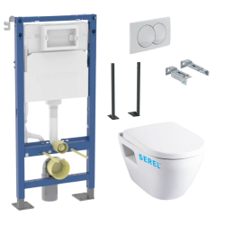 Pack Autoportant Bâti-support Duofix + WC SM26 sans bride + Abattant softclose + Plaque blanche (SM26GebX)