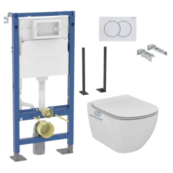 Pack Autoportant Bâti-support Duofix + WC sans bride Tesi, fixations invisibles + Abattant softclose + Plaque blanche