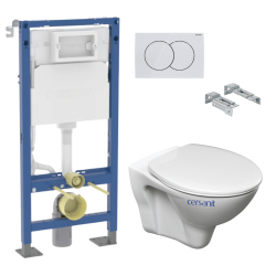 Pack WC Bâti-support 112 cm + WC Swiss Aqua Technologies Infinitio sans bride + Plaque Blanc alpin (InfinitioGeb1)