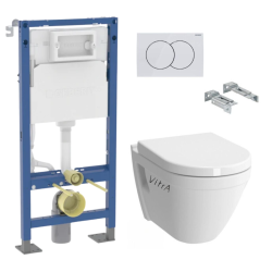 Pack Bâti-support Autoportant Duofix + WC suspendu S50 + Abattant softclose + Fixations murales + Plaque blanche (S50GebX)