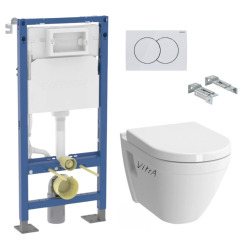 Pack Bâti-support Autoportant Duofix + WC suspendu S50 + Abattant softclose + Fixations murales + Plaque blanche (S50GebX)