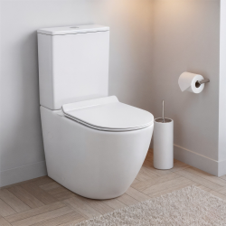 WC à poser sans bride en céramique + abattant SoftClose + réservoir de chasse, alimentation par le bas, blanc (CEPX030RREXVPBI)