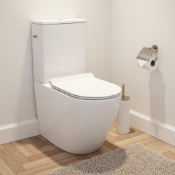 WC à poser sans bride en céramique avec abattant SoftClose + réservoir de chasse, alimentation latérale, blanc (CEPX030RREXVP)