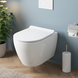 WC suspendu sans bride Tornado Quiet et fixations invisibles + abattant frein de chute (CEPX010RTORP)