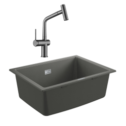 Grohe K700U evier composite + Ceramia Timeless mitigeur (G31655TML1BGM-SET)