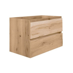 Meuble de salle de bain suspendu 80 cm avec plan de toilette, 2 tiroirs, chêne Halifax mat, SAT B-Way (BWAY280OAKDESK)