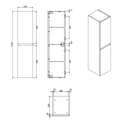  B-Way 30x133x35 armoire de salle de bain sur pied, chêne mat (BWAY35OAKF)