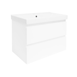 B-Way 79x50x45 cm meuble de salle de bain suspendu 2 tiroirs avec lavabo en céramique, blanc brillant (BWAY280WU1BI)