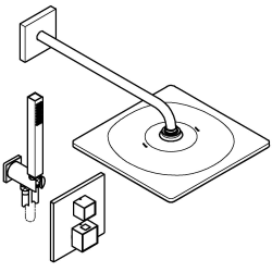 Precision Cube Set de douche encastrée avec mitigeur thermostatique + Douche de tête + Douchette, chrome (G34879000)