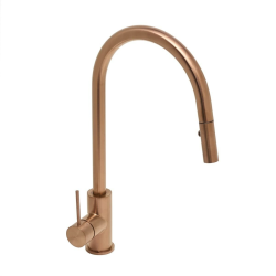 Mitigeur évier sur pied avec douchette extractible 2 jets, or rose brossé (SATBAUR286BRG)