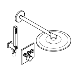  Precision SmartControl Set de douche encastrée façade thermostatique + Douche de tête 2 jets + Douchette, chrome (G34875000)