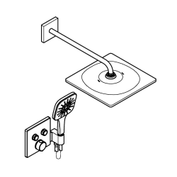  Precision SmartControl Set de douche encastrée façade thermostatique + Douche de tête + Douchette 3 jets, chrome (G34876000)