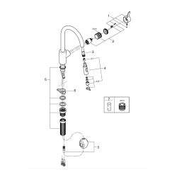 Get mitigeur monocommande évier "col de cygne" avec douchette extractible 2 jets (31484001)
