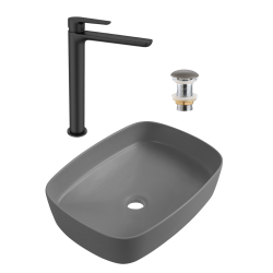 PixL 49,5x37,5x13,5 cm vasque à poser  + Swiss Aqua Technologies Mood mitigeur lavabo XL + Ceramia PixL bonde (CEPX49GRMSAT285C) PixL 49,5x37,5x13,5 cm vasque à poser  + Swiss Aqua Technologies Mood mitigeur lavabo XL + Ceramia PixL bonde (CEPX49GRMSAT285C)