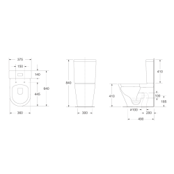  Project cuvette WC à poser sans bride en céramique (réservoir non fourni), blanc (SATPRO31M)
